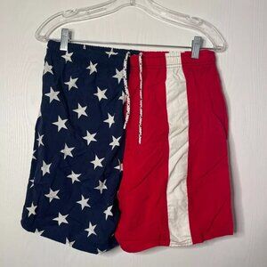 Merona Shorts Mens Large Swimming Trunks USA Flag Printed M size